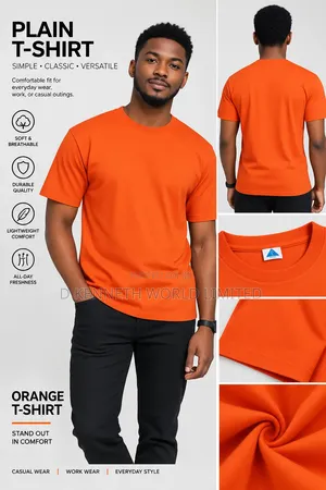 Premium Plain Orange Round Neck T-Shirt - Wholesale Retail