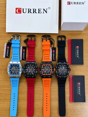New CURREN Rubber Strap Skeleton Face Water  Resistant Wrist Watch