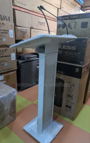 White Audio Pulpit or Podium With Speaker