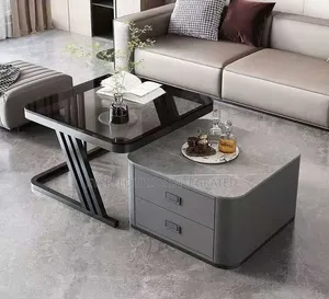 Real Marble Glass and Marble With Double Drawer