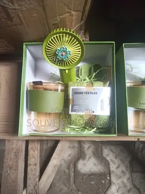 3 PCS Gift Items in a Box,it Has Fan, Cup and Face Towel