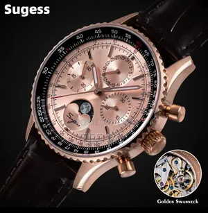 SUGESS Chronograph Watch ST1908 Swanneck Movement Mechanical Moonphase