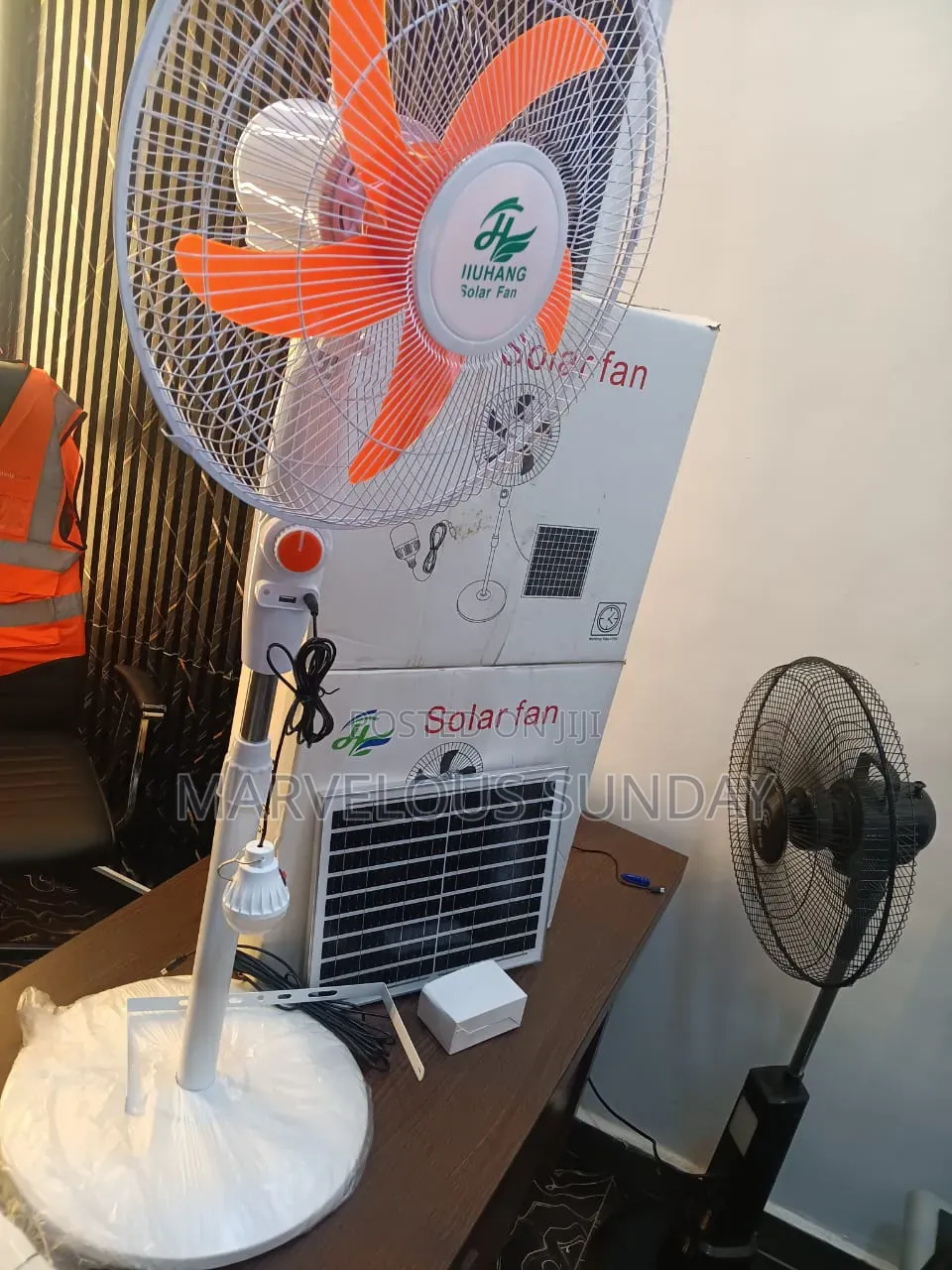 Solar Rechargeable Standing Fan With Solar Panel