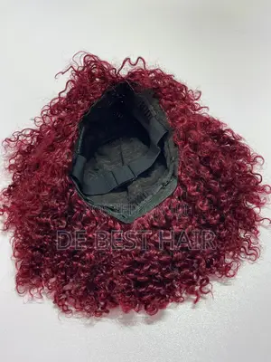 100% Human Hair Celebrity Fringe Wig 12 Inches Burgundy Color