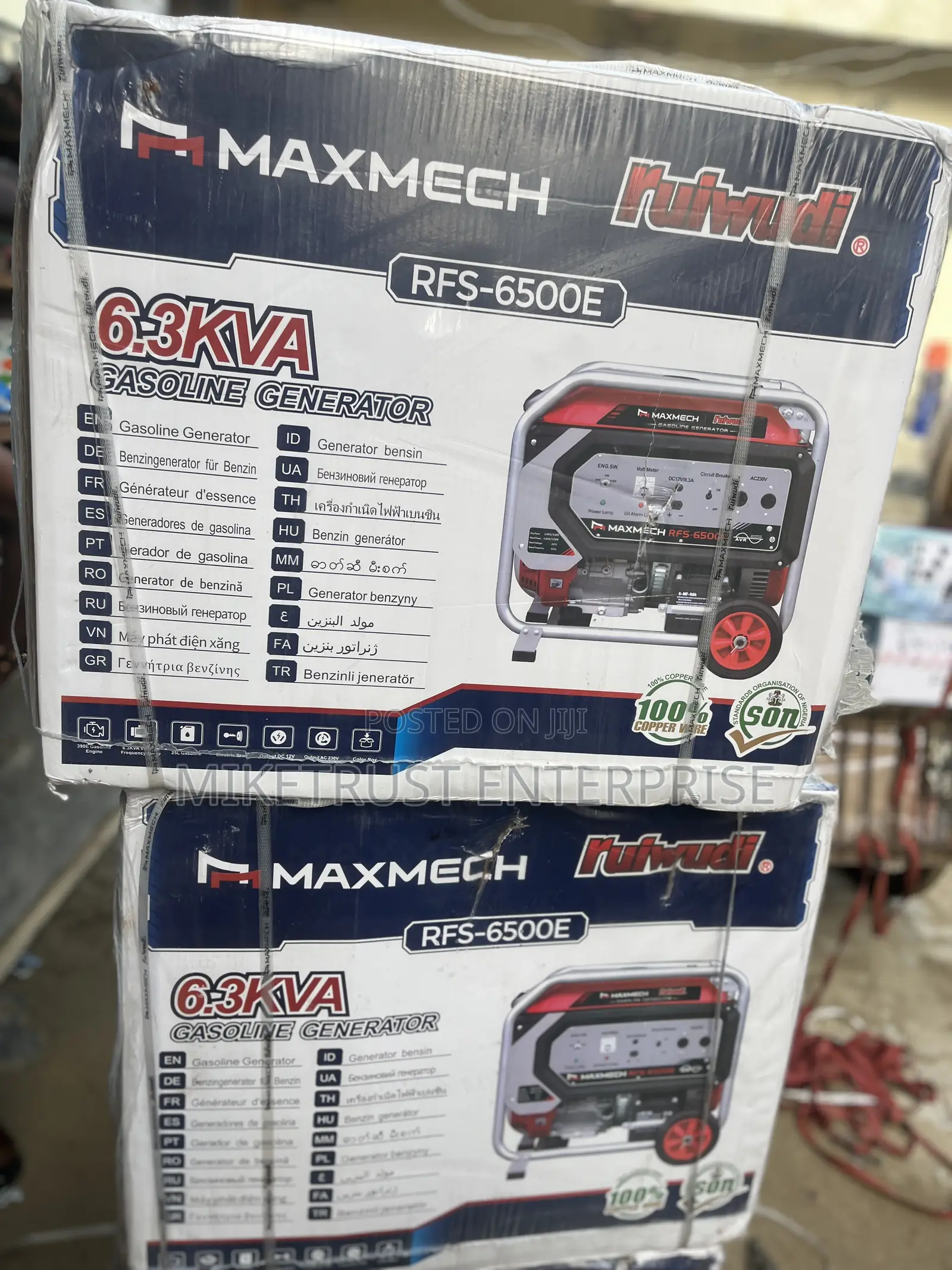 6.3kva Maxmech Key Starter Generator. Pure Copper