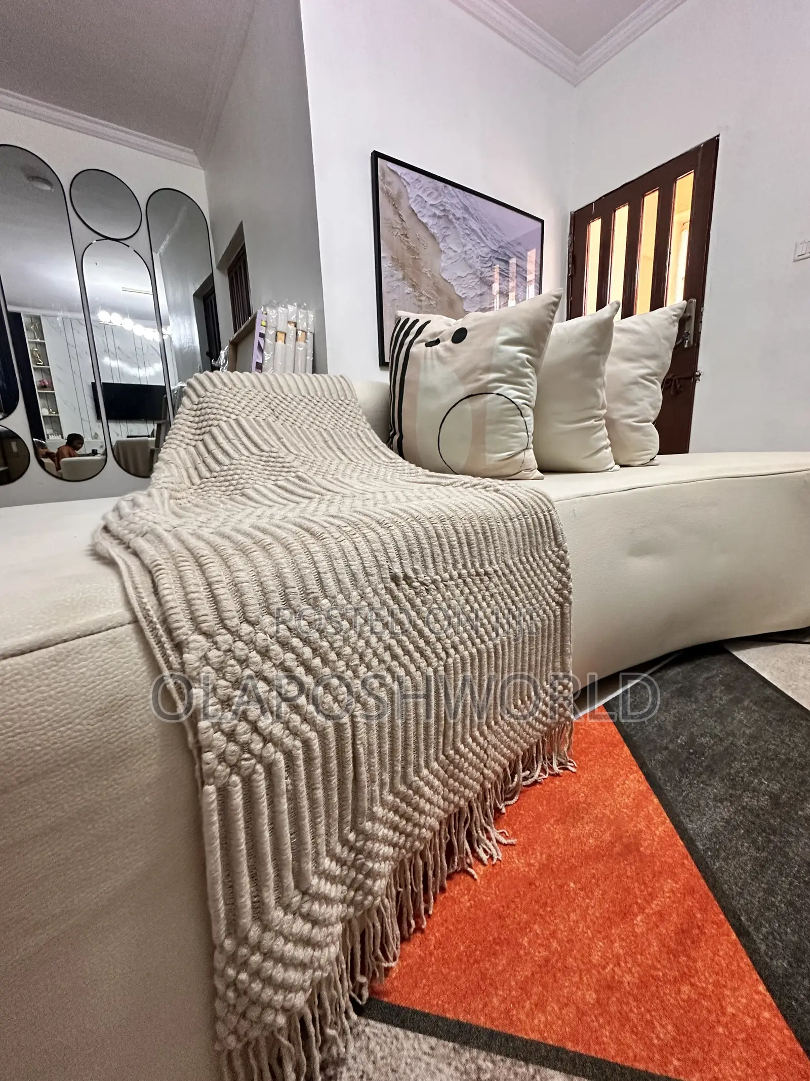 Beige Design Sofa Throw