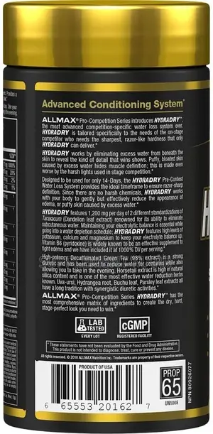 HYDRADRY – 84 Tablets – 14-Day Pre-Contest Formula – 28 Servings