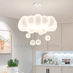 Modern LED Cloud Ceiling Light With Hanging Raindrop Orbs- For Bedroom