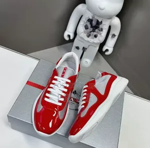Men's Red Prada America's Cup Leather Mesh Sneakers