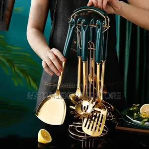 7-Piece Nordic Wares Gold Stainless Steel Cooking Spoon Set 2st7.