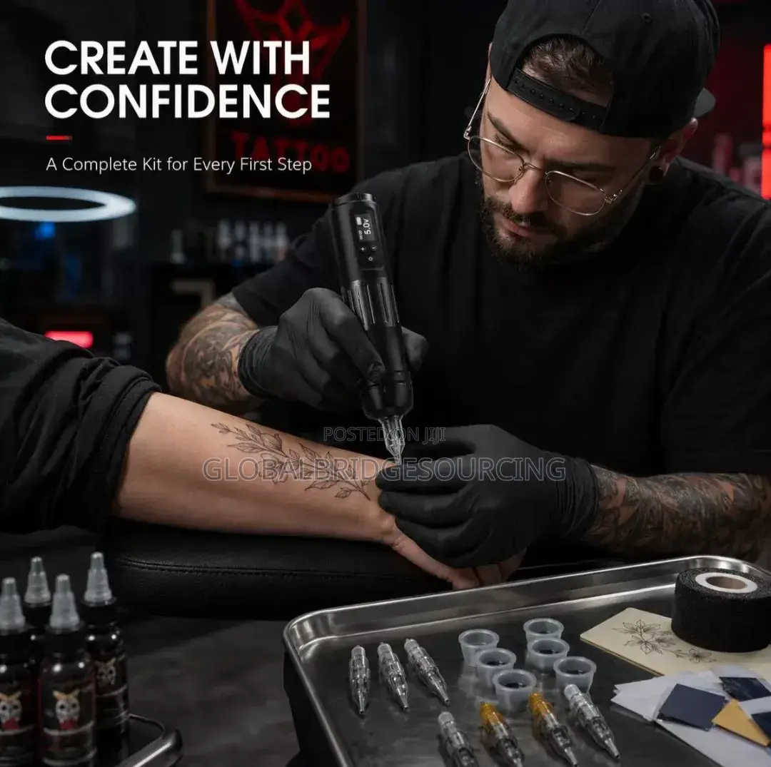 Professional Wireless Tattoo Machine Kit (Tuffking Case + Inks)