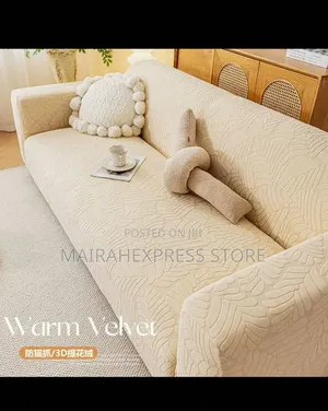 Stretchy Sofa Slipcover Featuring a Subtle Textured Leaf Pattern 2st7