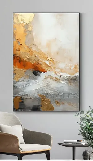White Gold Abstract Canvas