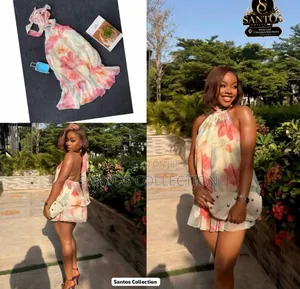 Floral Halter Neck Backless Mini Dress
