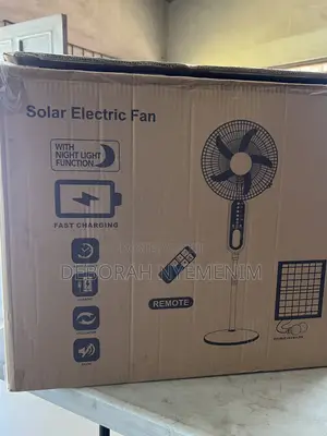 16”inch Rechargeable Standing Solar Fan + Panel + 2 Bulbs