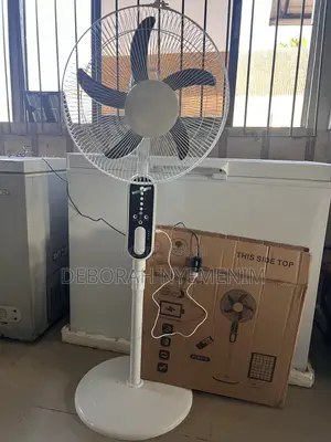 16”inch Rechargeable Standing Solar Fan + Panel + 2 Bulbs