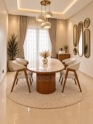 Elegant Dining Room Design Curtain Installation | Ajah Lekki