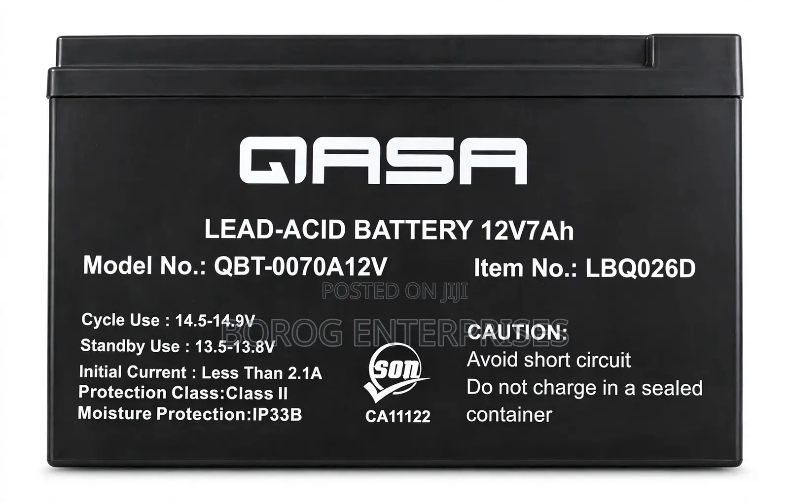 QASA Lead Acid Battery 12v 7ah-Lbq026d