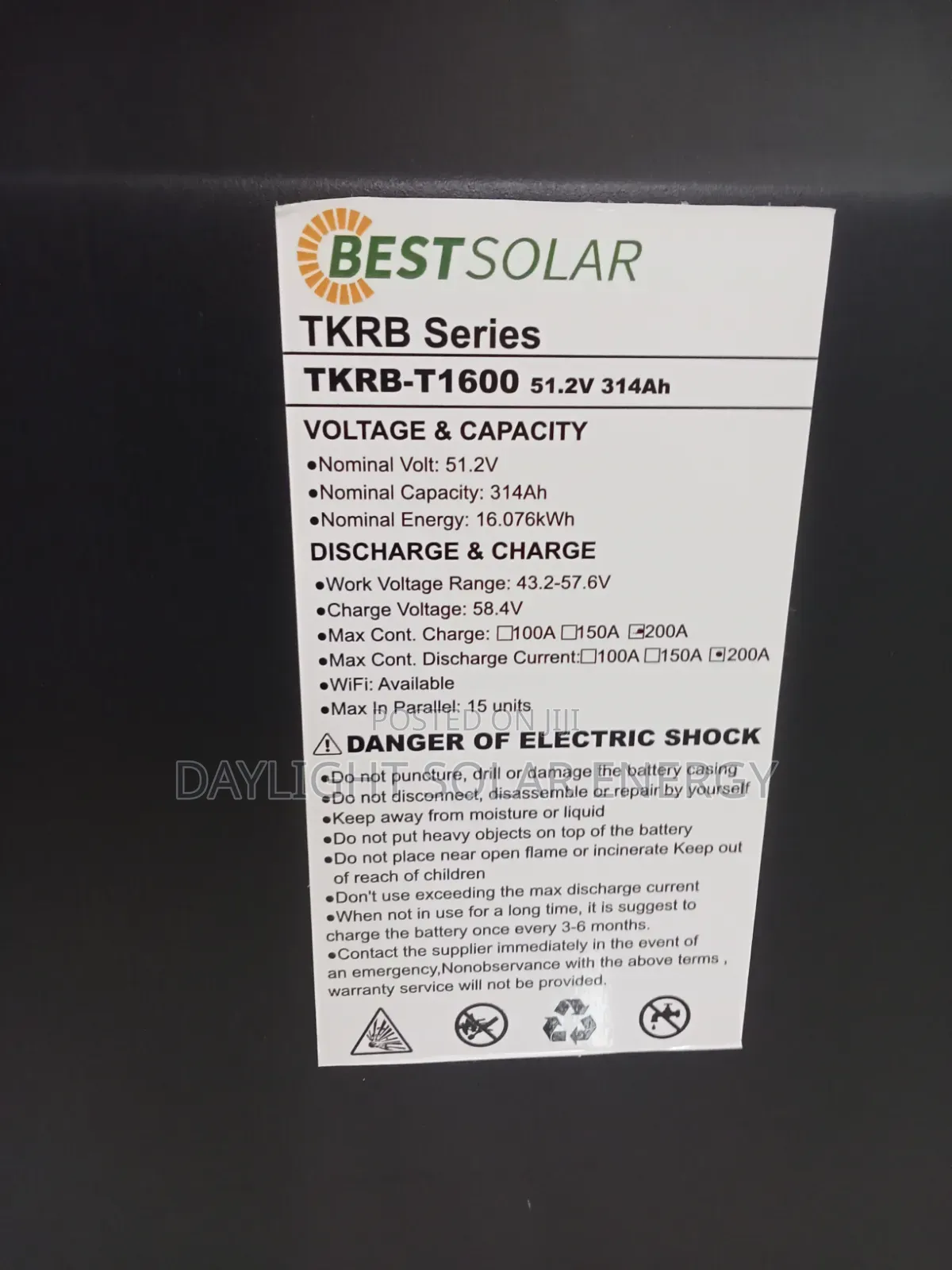 BESTSOLAR 16kwh Lithium Battery 51.2V