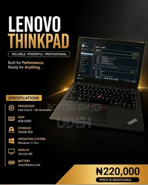 New Laptop Lenovo ThinkPad T14 256GB Intel Core i5 SSD 160GB