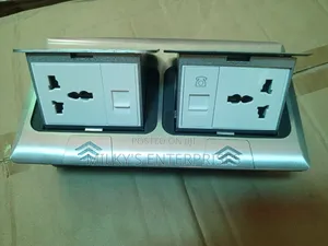 MK Pop Up Floor Socket With 2 Sockets, 1 Data and 1 Telephone