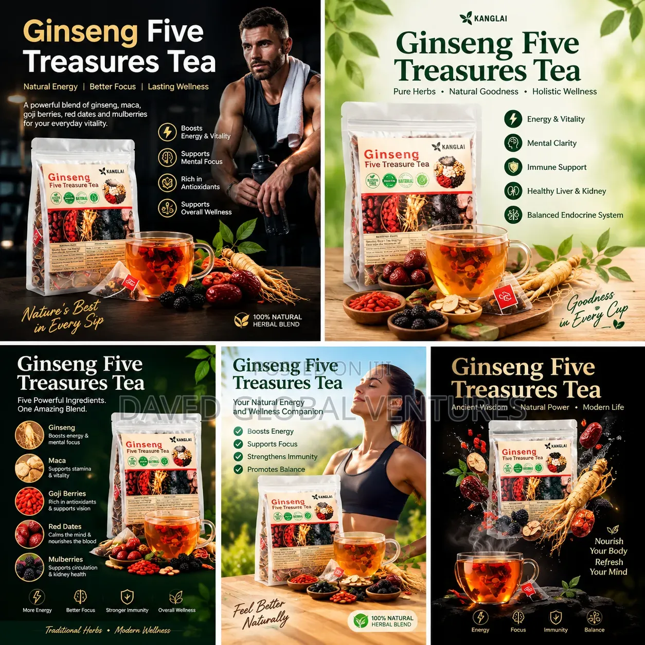 GINSENG FIVE TREASURE TEA ( Boost Your Physical Stamina)