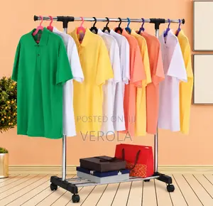 Adjustable Double Pole Clothes Rack With Wheels