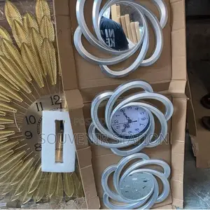 Clock and Mirror Decorative Set,2 Mirrors , 1 Clock
