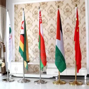 Office Flag Stand _ Gold and Silver Pool With Round Base