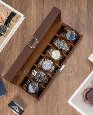 6 Grids Brown Wood Watch Organizer Box - Luxury Watch Case