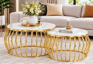 2pcs Modern Aesthetic Luxury Round Marble Nesting Center Tables