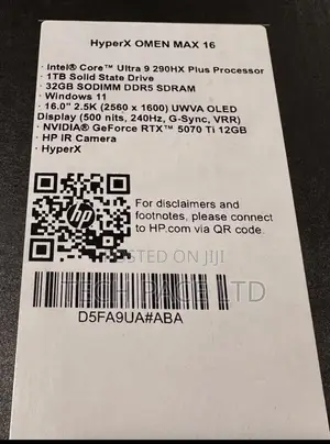 New Laptop HP Omen Max 16 32GB Intel Core Ultra 9 SSD 1T