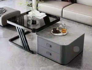 2pcs Modern Aesthetic Luxury Marble/Glass Center Tables With 2 Drawers