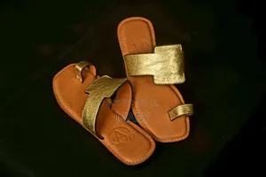 Gold / Brown Leather Slippers
