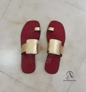 Gold / Brown Leather Slippers