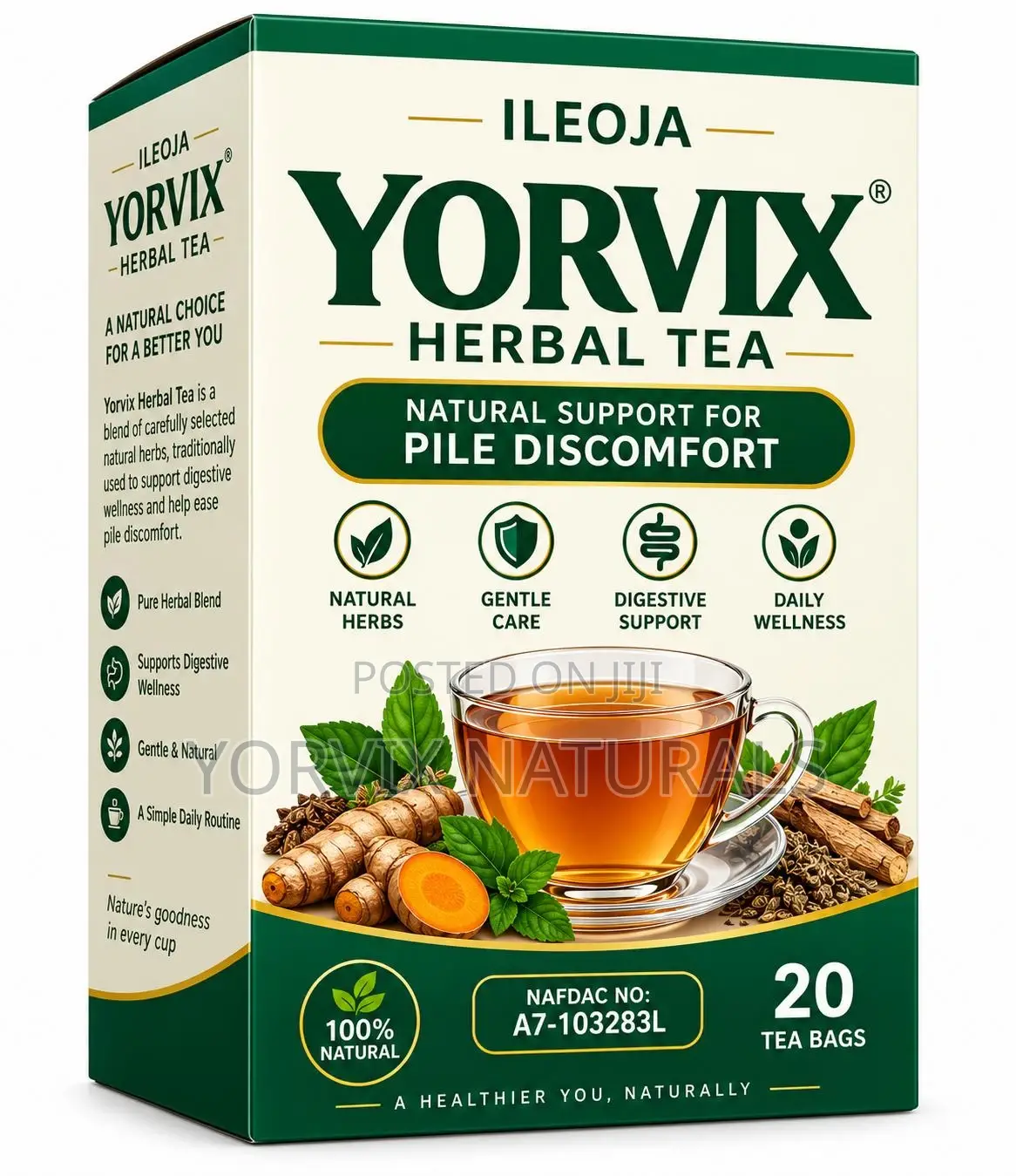 Natural Yorvix Herbal Tea for Pile Discomfort Digestive Support