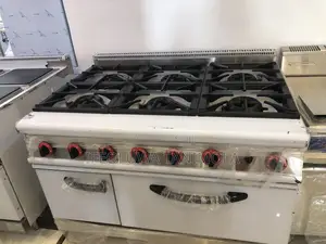 Heavy-Duty Industrial 4/6-Burner Gas Cooker With Built-in Oven