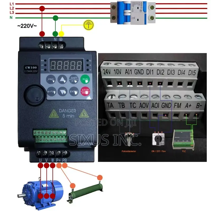 5.5/7.5kw VFD Inverter 1-Phase-Input to 3-Phase-Output