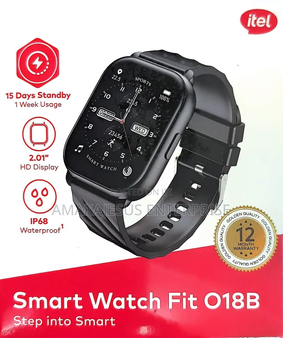 Itel Smart Watch Fit 018B, IP68 Waterproof, With 2 Replaceable Straps