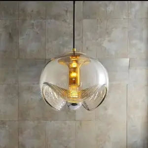 Modern Amber Glass Globe Pendant Light