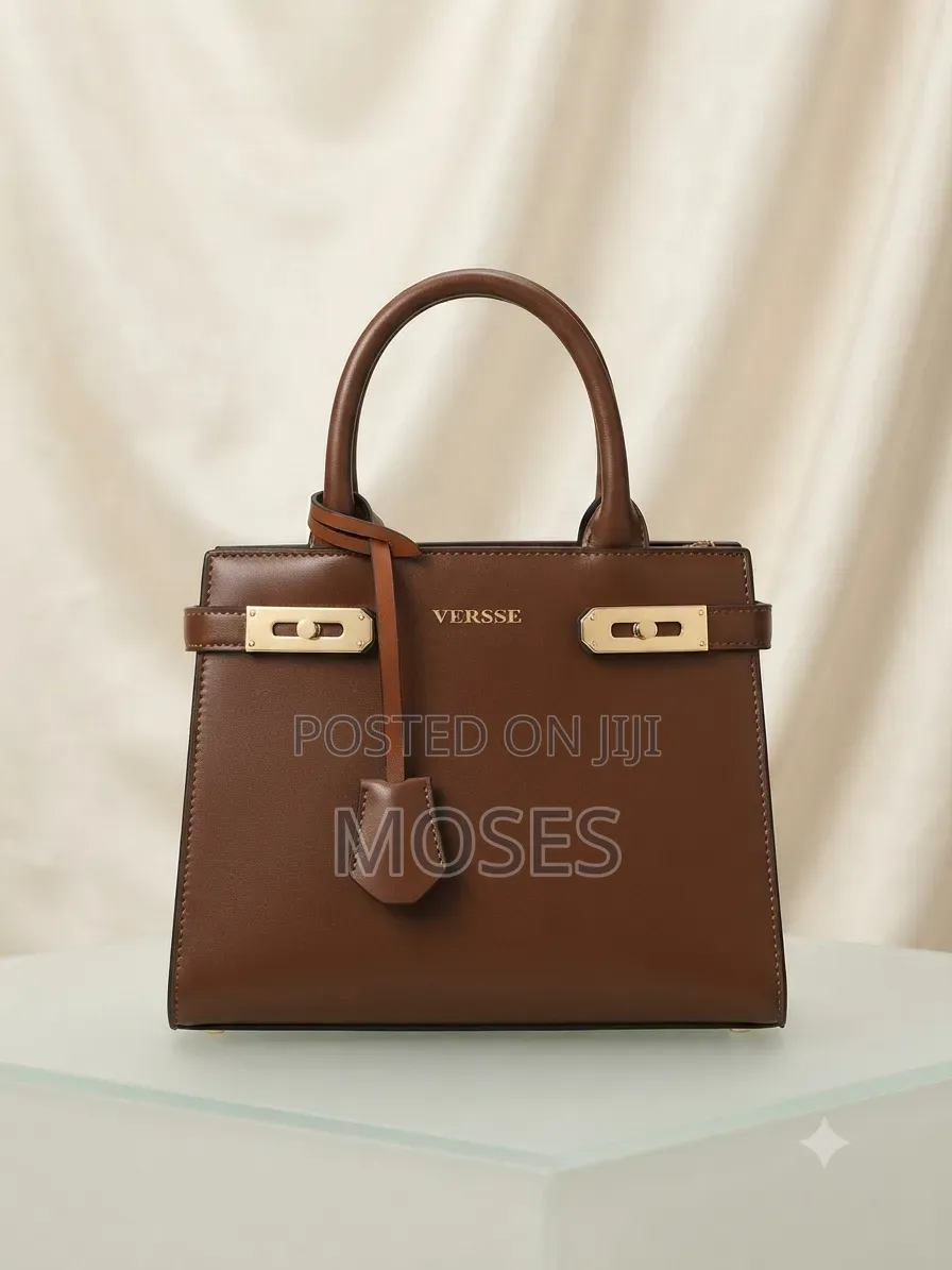 Elegant Versse Structured Top-Handle Handbag - Brown