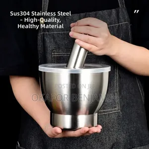 High Quality 304 Stainless Steel Morta Pestle With Lid
