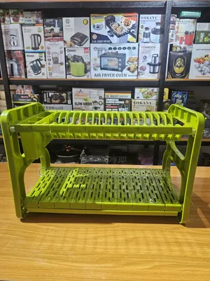 Durable 2-Layer ABS Plastic Plate Dish Drying Rack (Green)