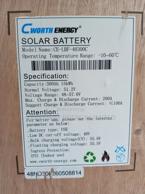 15kwh 300A Grade a Cell CWorth Battery