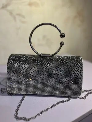 Silver Crystal Ring-Handle Clutch