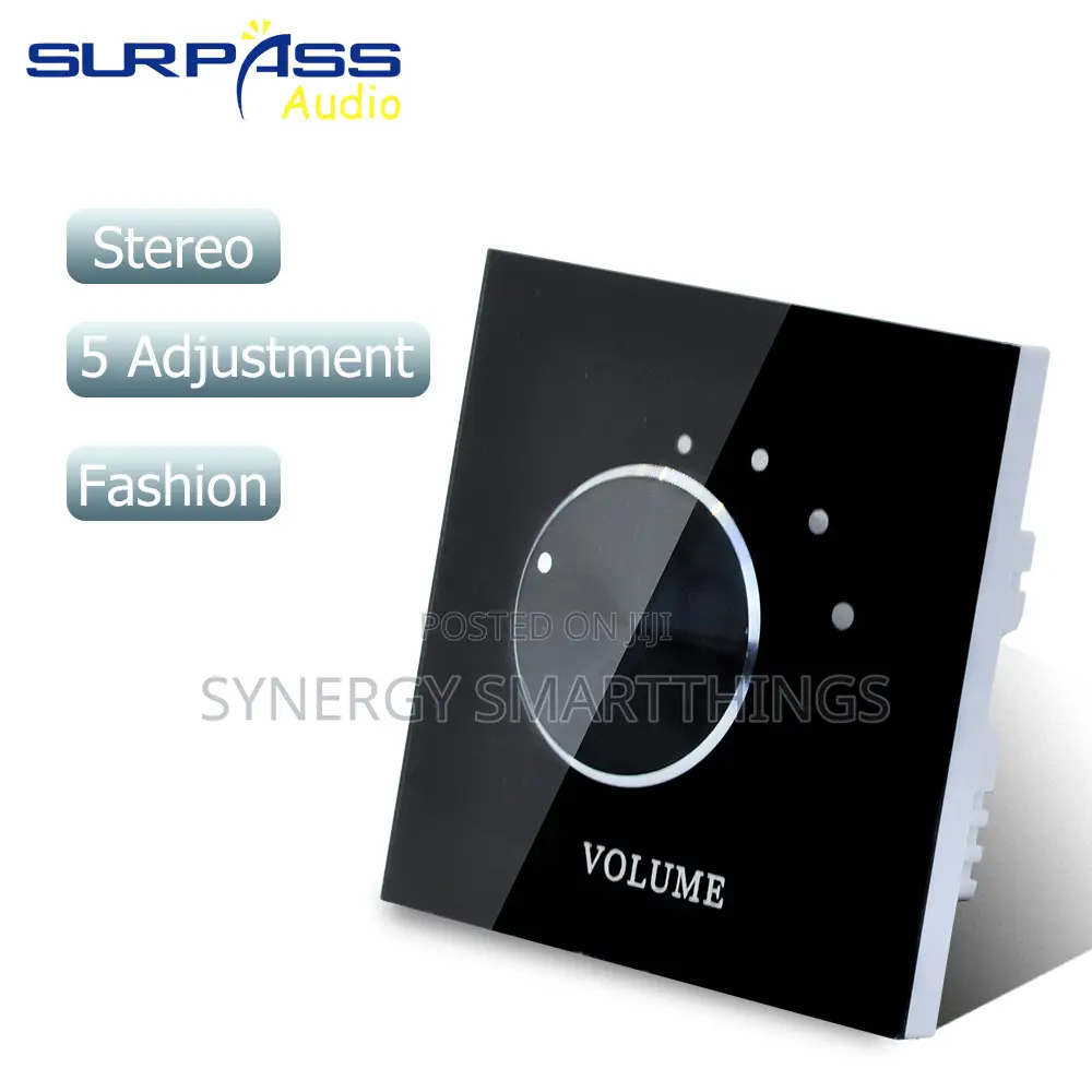 Wall-Mounted Glass/Rotary Volume Control Panel - Black Color