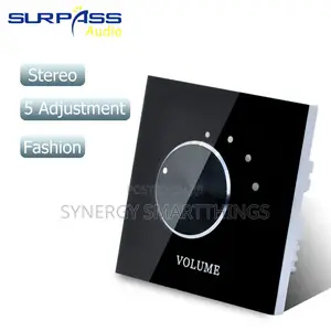 Wall-Mounted Glass/Rotary Volume Control Panel - Black Color
