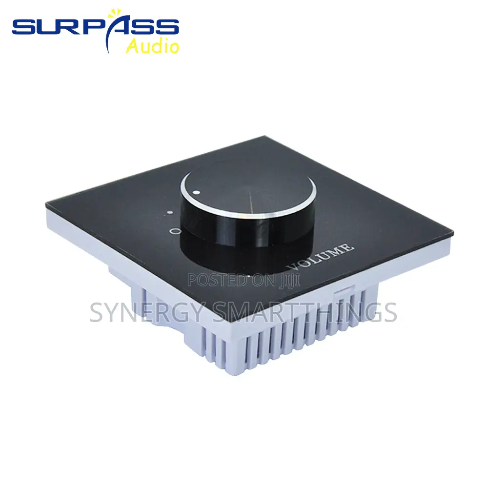 Wall-Mounted Glass/Rotary Volume Control Panel - Black Color