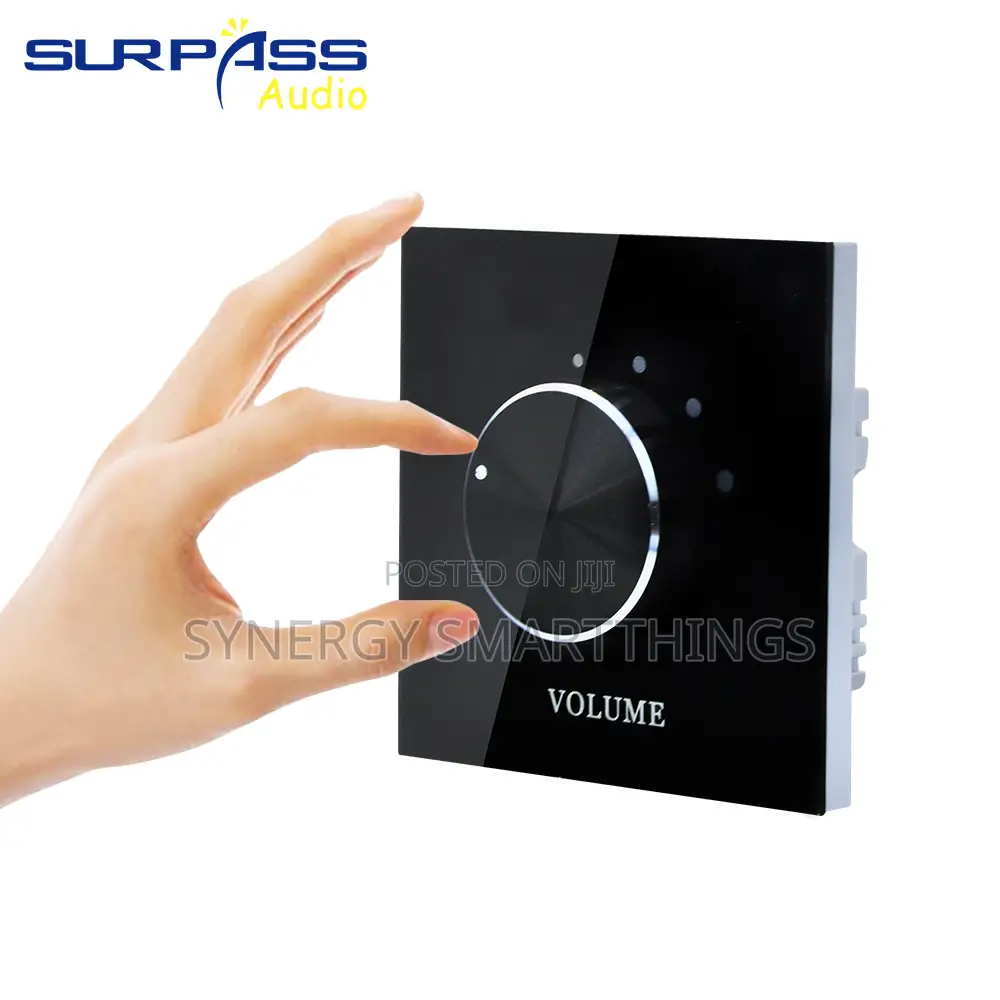 Wall-Mounted Glass/Rotary Volume Control Panel - Black Color
