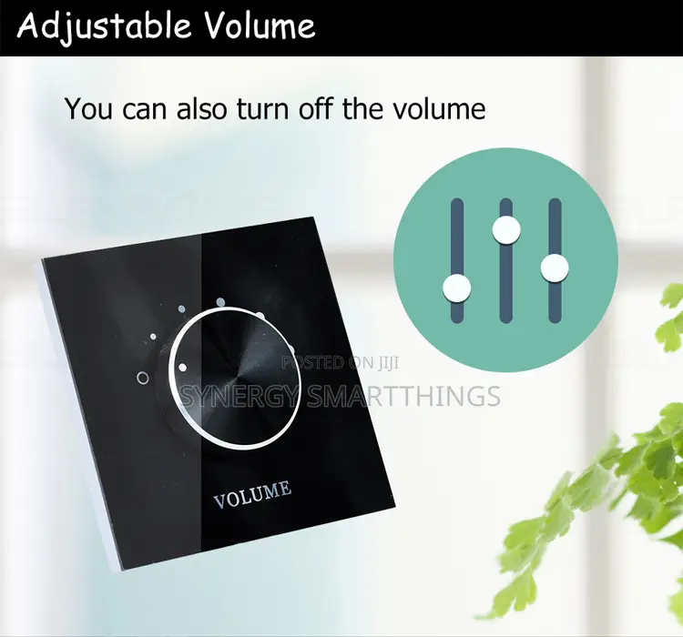 Wall-Mounted Glass/Rotary Volume Control Panel - Black Color